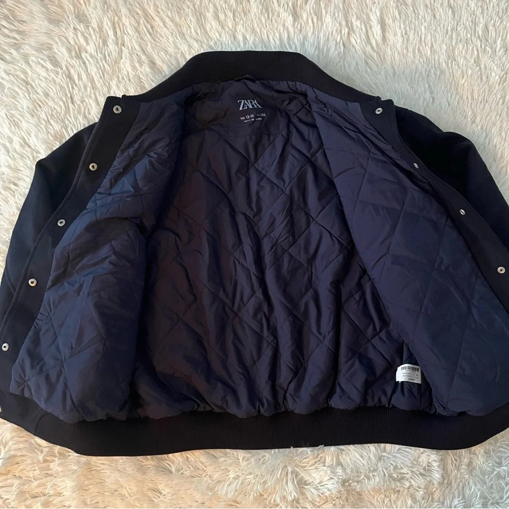 Zara Navy “A” Varsity Jacket - Picture 4 of 7